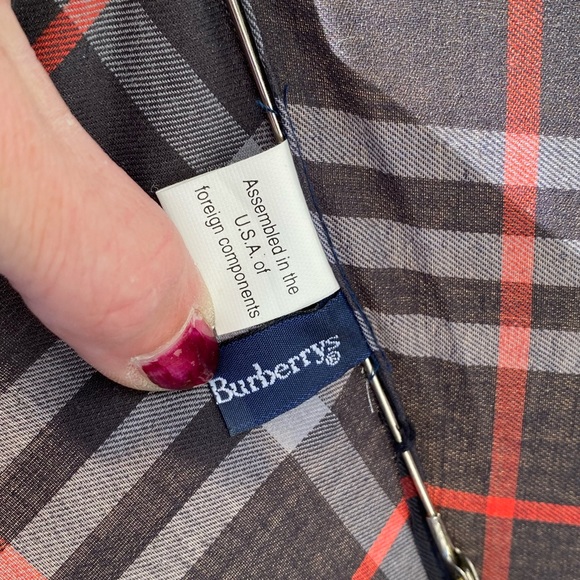 Mens BURBERRY Black/Grey/Red Check Full-size COMPACT Umbrella🔥Vintage/Like NEW! - Picture 15 of 17
